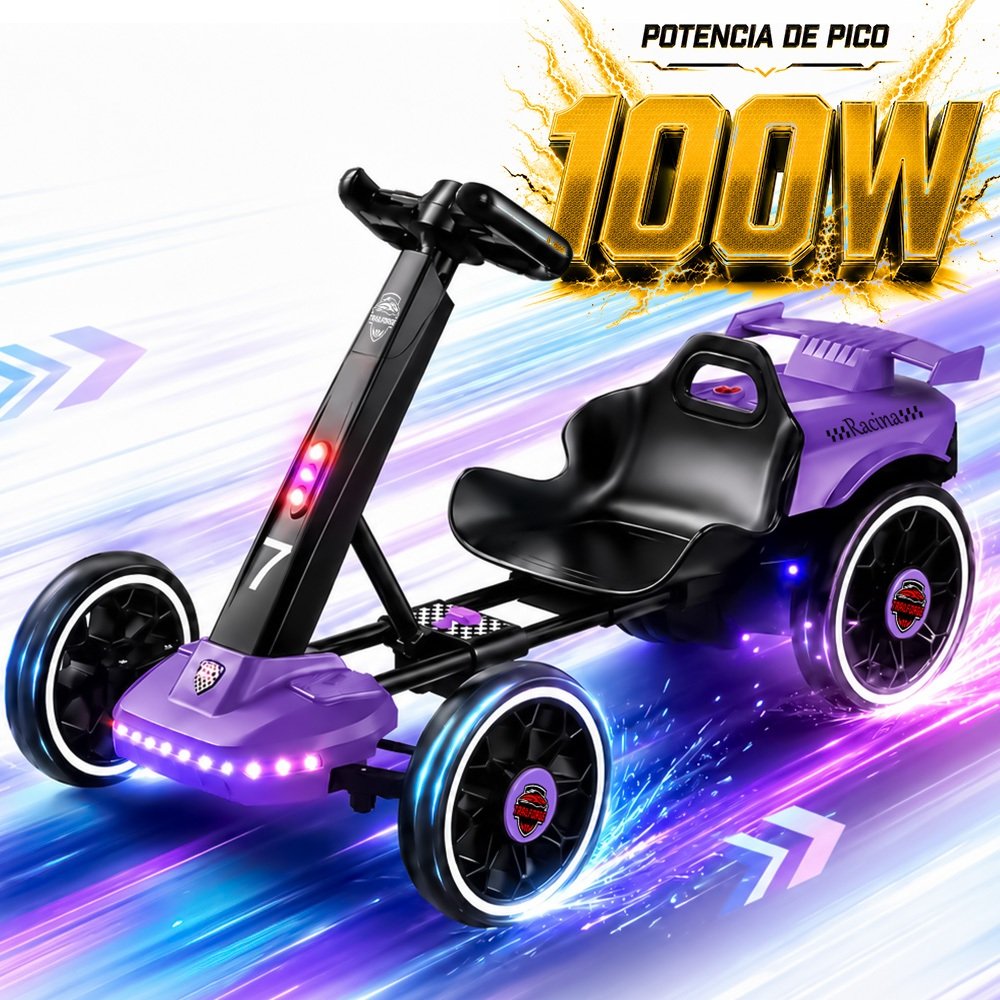 Kart Elétrico Infantil Conect Mini 100w 12V Com Controle Remoto e Música Suporta Até Cor Amarelo