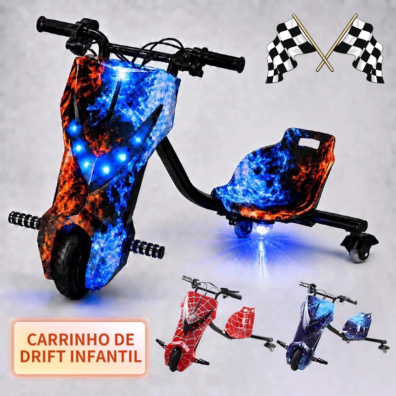 Triciclo Drift Elétrico 350W até 100kg | Infantil e Adulto | 3 Velocidades - Bluetooth Led-New