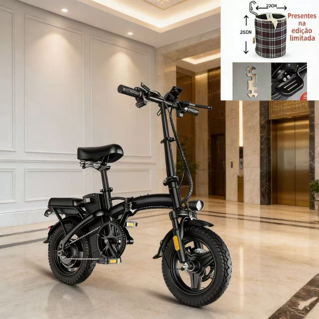 Bicicleta Elétrica Dobrável 48V para Cidade 🚲 Econômica + Cesta Grátis 🎁 Promoção por Tempo Limitado