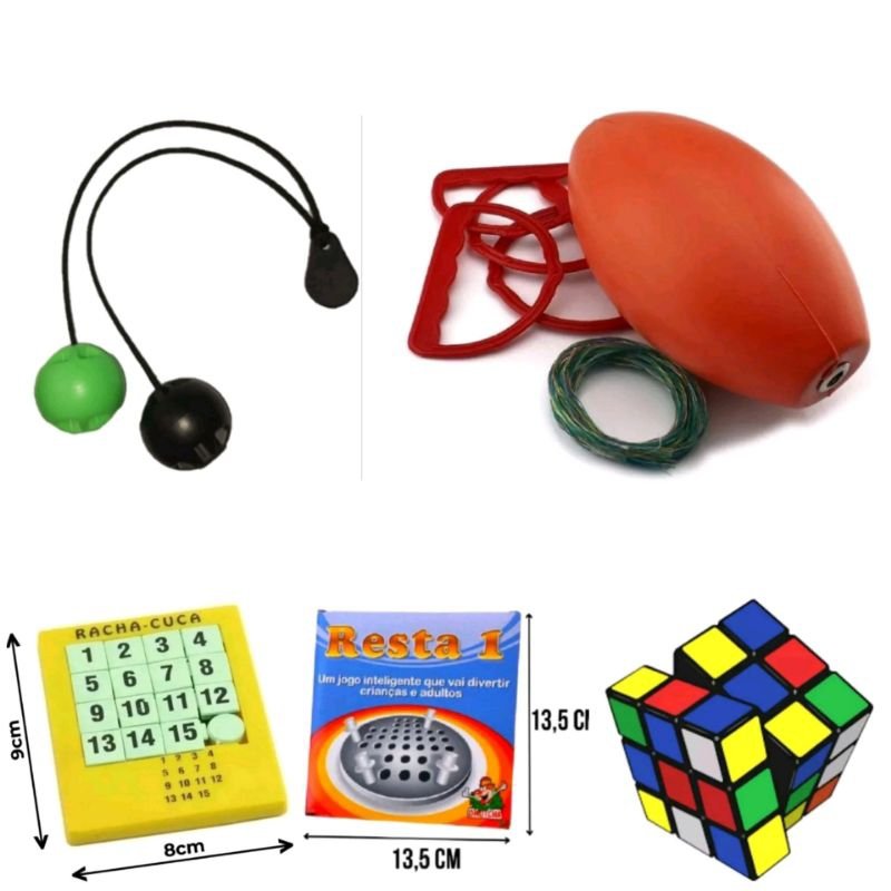 KIT 5 BRINQUEDOS  BAT BAG+VAI E VEM+RACHA CUCA+RESTA UM+CUBO