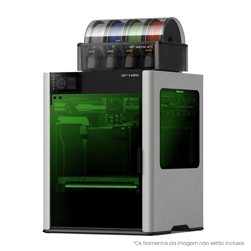 Impressora 3D Bambu Lab H2D Laser Full Combo 110v 10w + Suporte básico para iniciantes