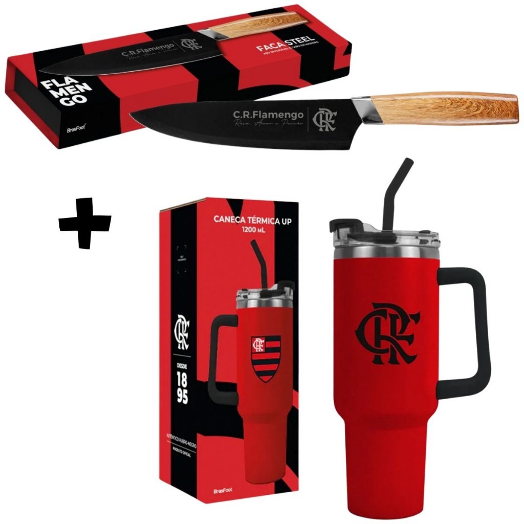 Kit Linha Churrasco Casa Flamengo Oficial Presentes Rubro-negro