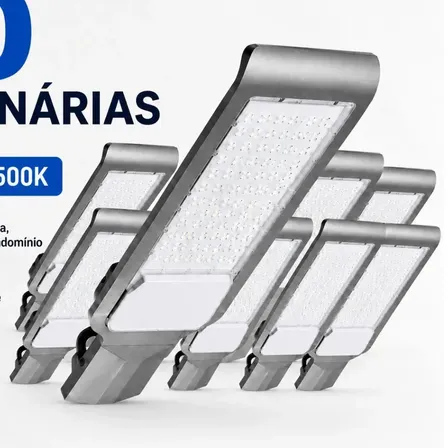 Kit 10 Luminárias Públicas LED de 300W para Poste de Rua, Branco Frio