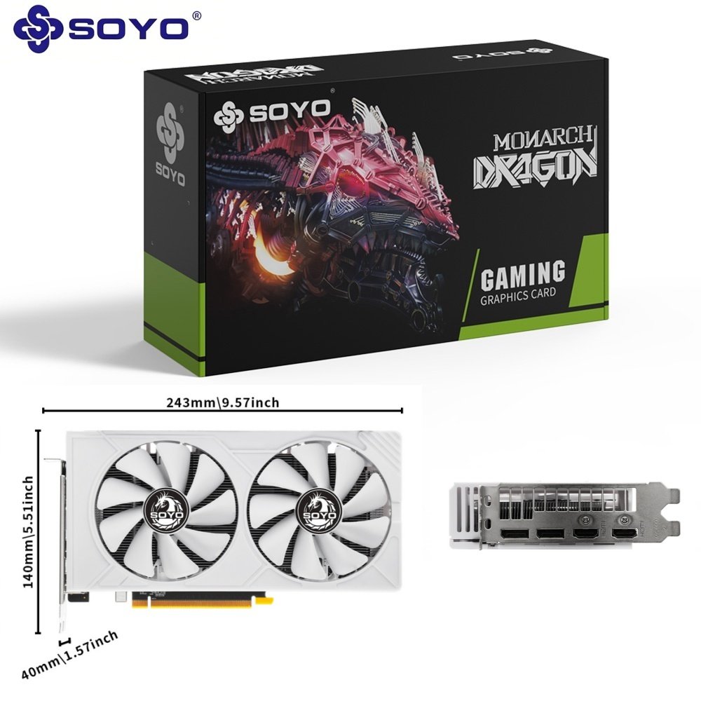 SOYO Nova Placa Gráfica RX580 8G GDDR5 De Alto Desempenho , Jogos Suaves E Saída Estável , Ideal Para Atualizações De PC