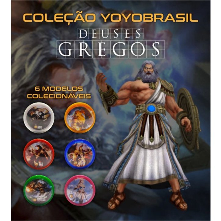 Coleção Yoyo Deuses Gregos YOYOBRASIL 6 ioios com Eixo Fixo + 6 Cordas de Brinde ioio