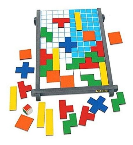 Jogo Tabuleiro Educativo Tetris Dominó Poliminós 90 Peças E 1 Dado
