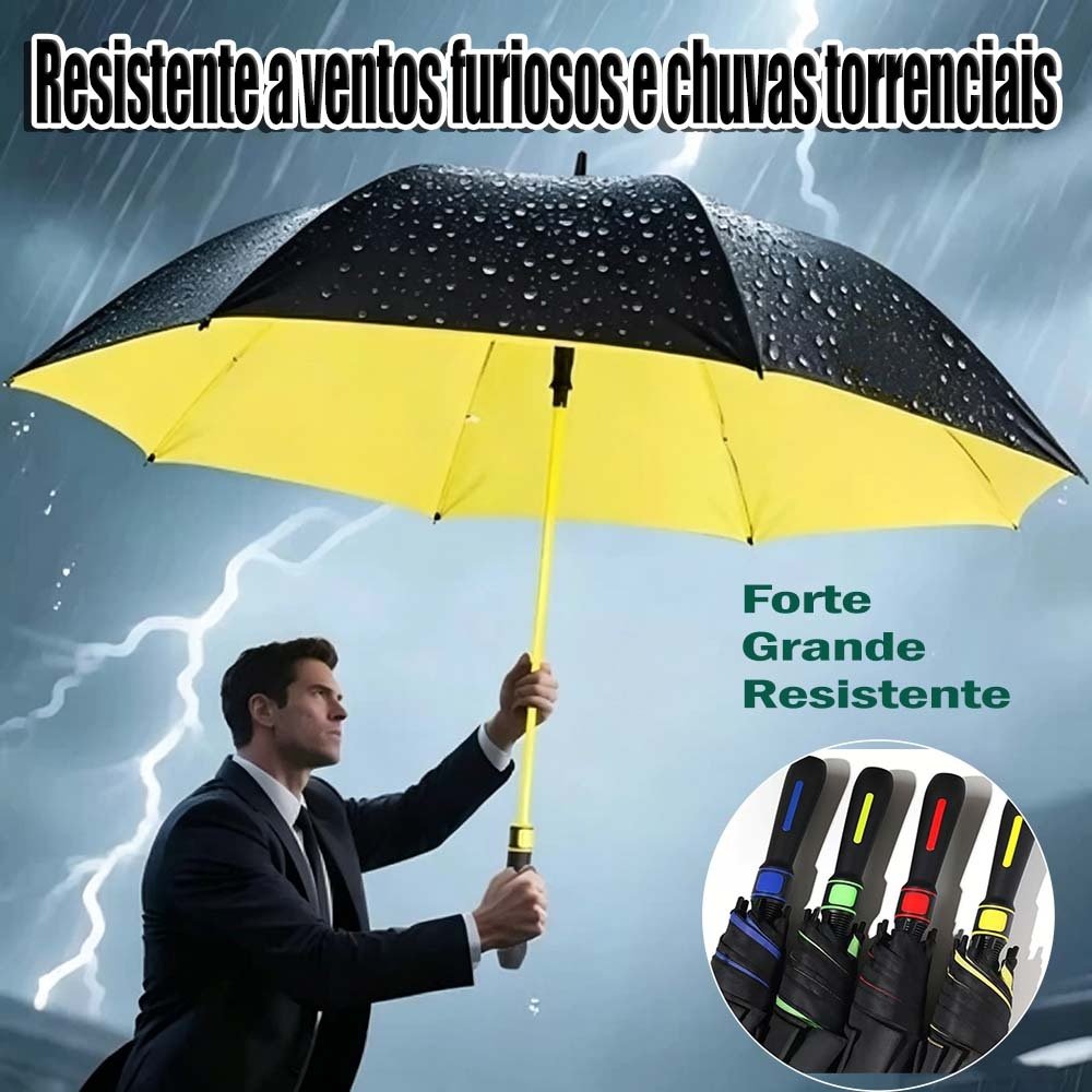 Guarda-Chuva Grande Automático - Fibra de Vidro Blackout para Proteção UV, Reforçado para Tempestade！