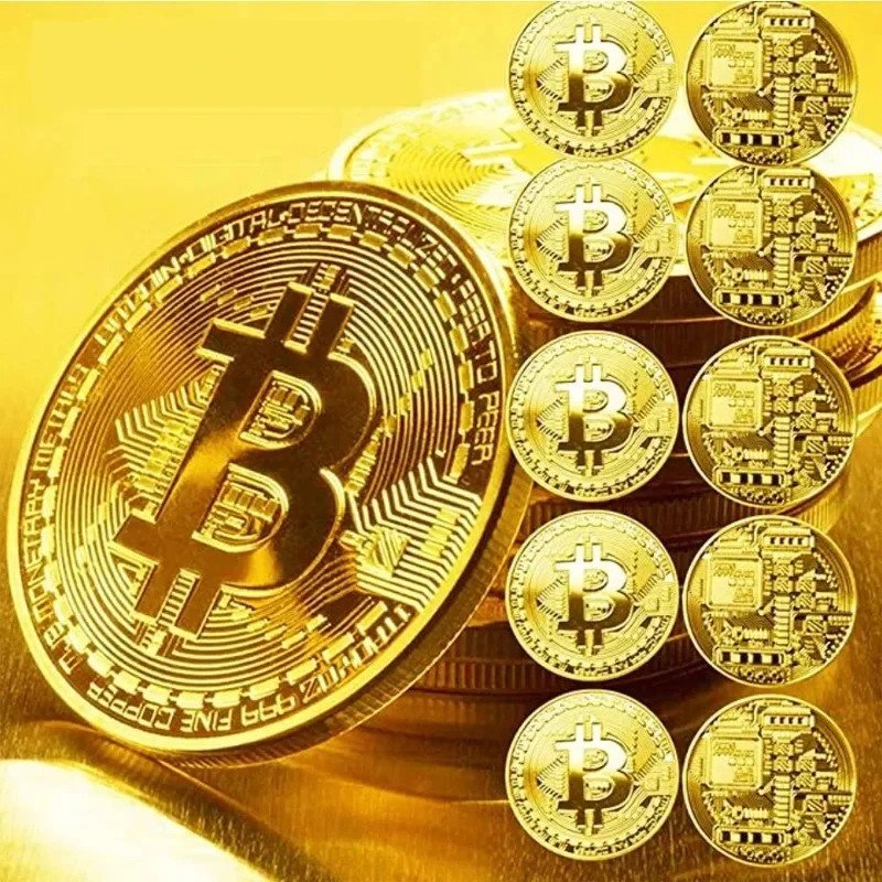 Moeda Física Bitcoin Dourada - Colecionadores Criptomoedas