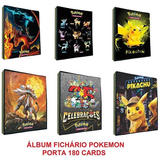 Album Pokemon Fichario Pasta Cartas Porta 180 Cards Charizard Pikachu Solgaleo Cartas