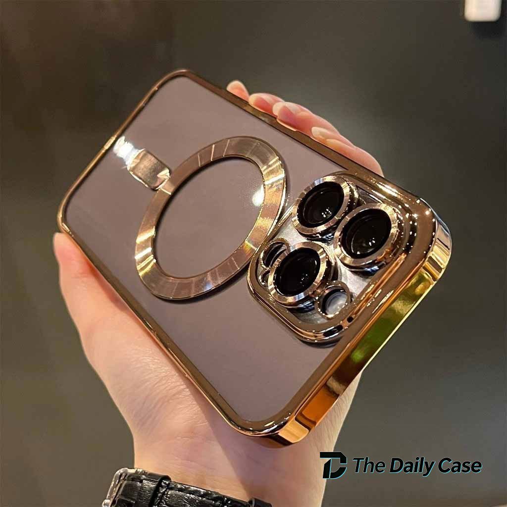 Luxo Magnético Para Carga Sem Fio Chapeamento Caso Claro iPhone 11 12 13 14 15 16 17 18 Pro Max Capa