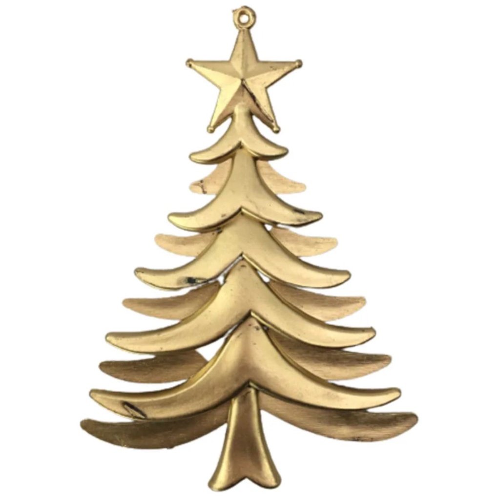ENFEITE DE NATAL ARVORE DECORATIVA PARA PENDURAR 10CM DOURADA OURO - FARTEX