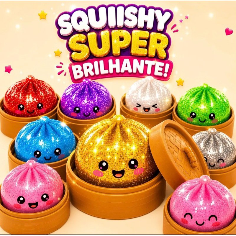 Squishy Bolinho Brinquedo Antiestress Glitter Brilhante Raro Viral Bolo Macio
