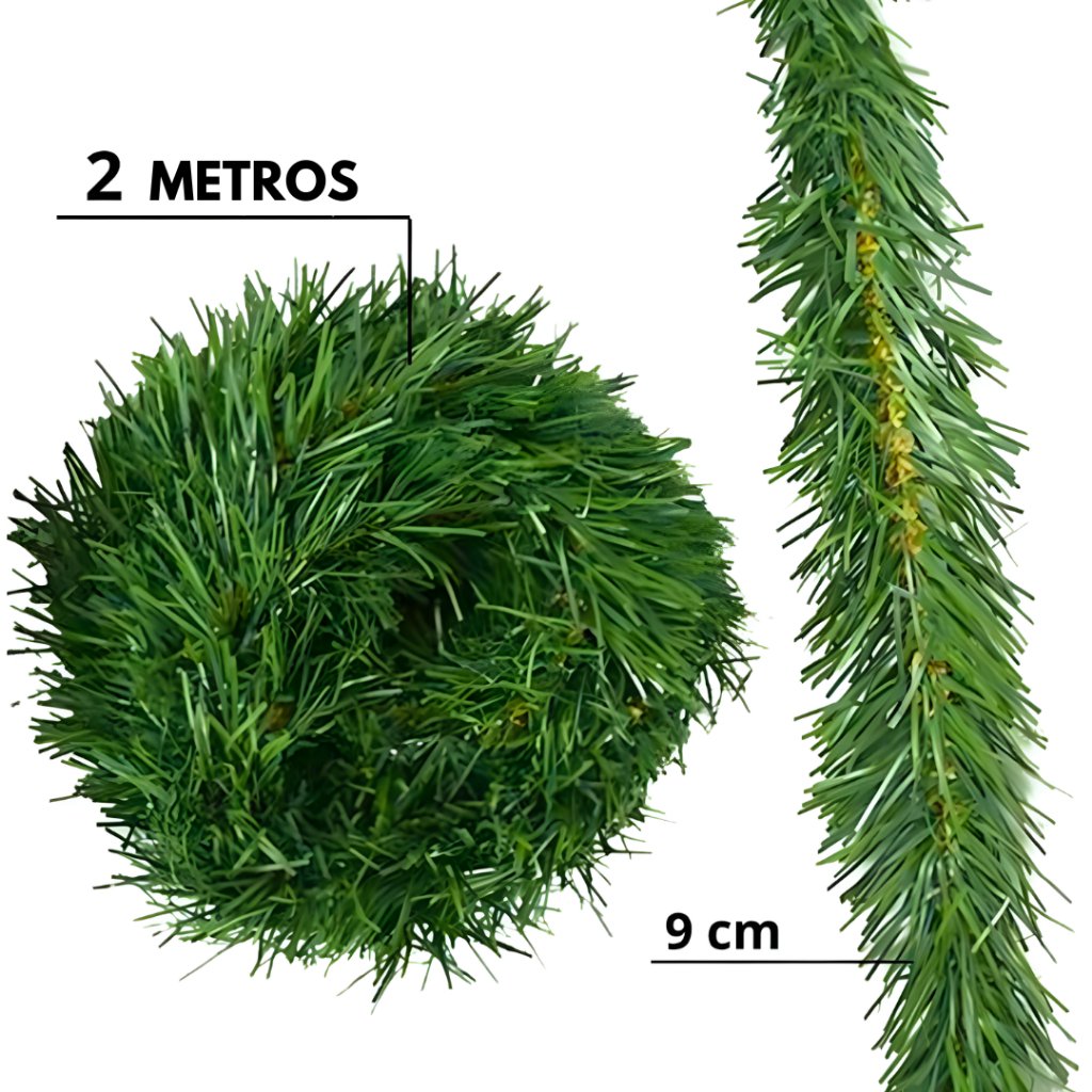Festão enfeite de Natal Flexível 2M verde ou Nevado decoração
