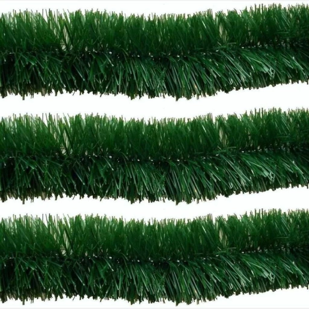 Kit 12 Festão Verde 2m 8cm Natal Decoração Enfeite Arvore Aramado Galhos Flexível Grosso Laços Bolas