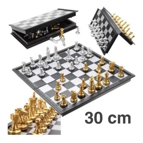 Jogo De Xadrez Magnético Dobrável 30cm